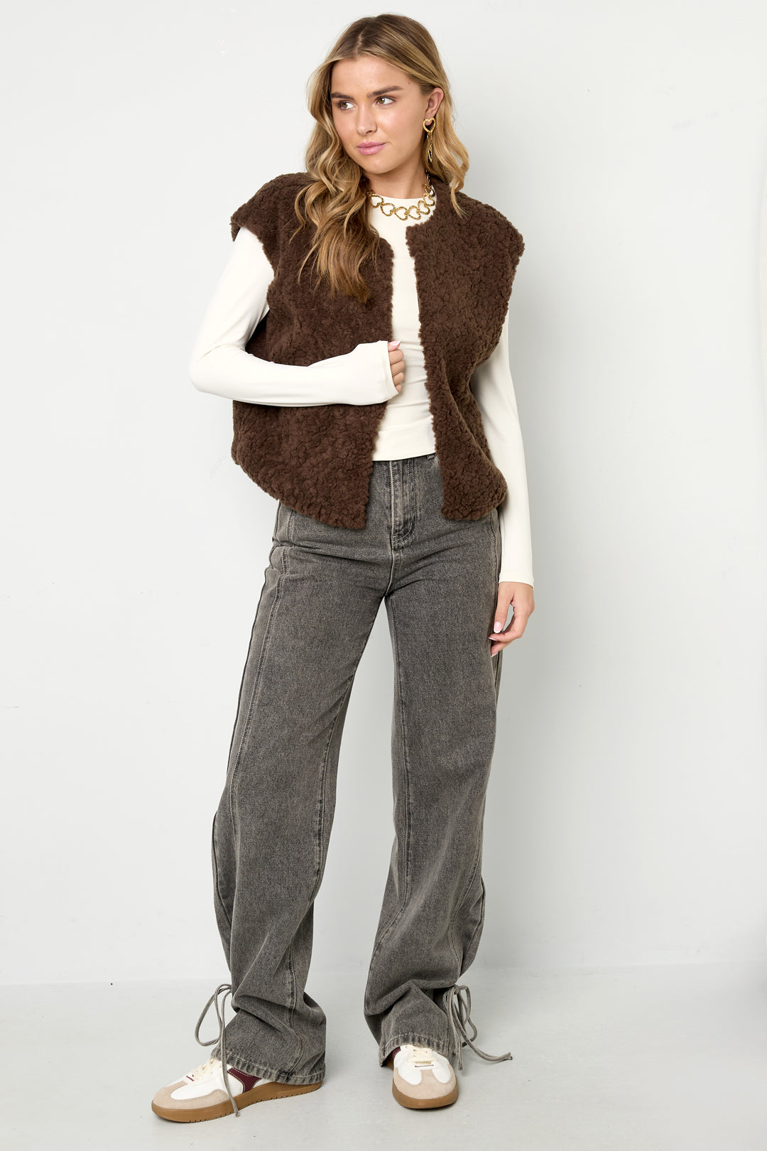 Woven Polyester Fiber Vrouwen Vest Casual Solid Color Fall/Winter