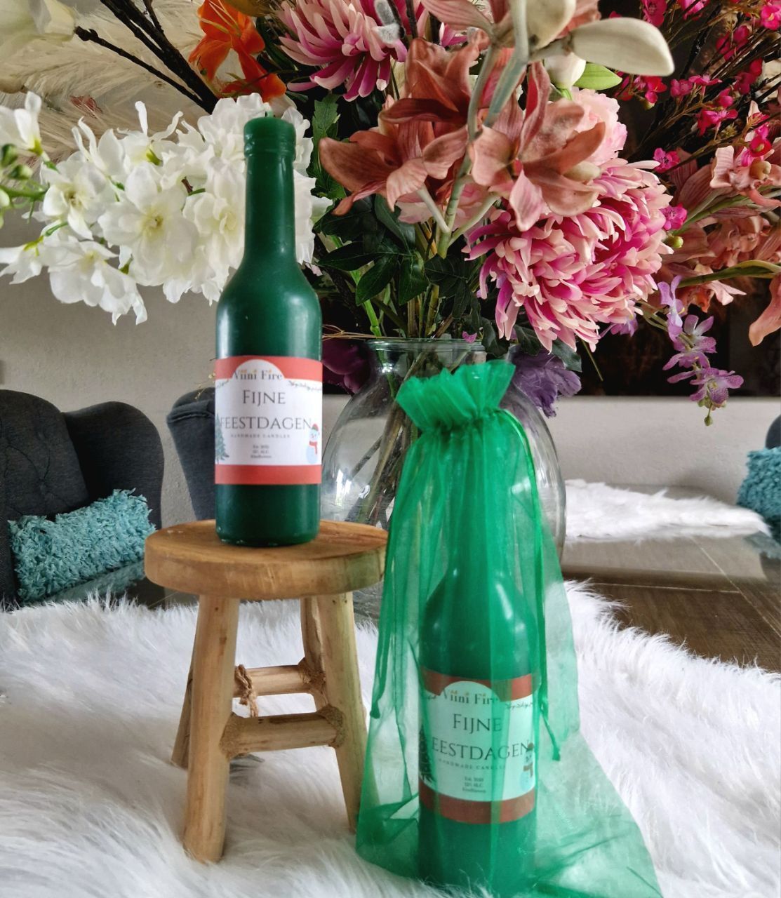 Wijnfles kaars: Kerstmis