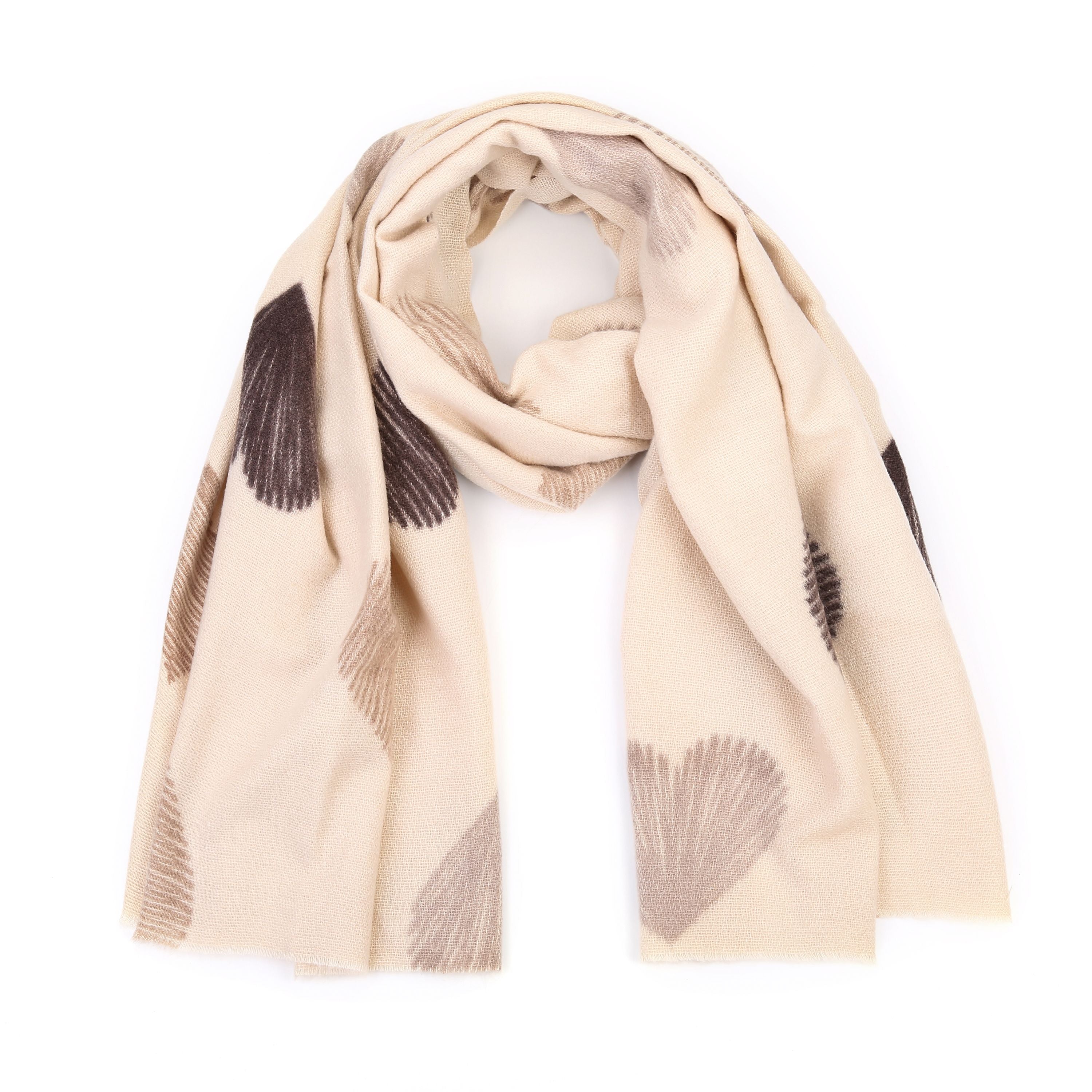 Winter sjaal met hartjes - Beige