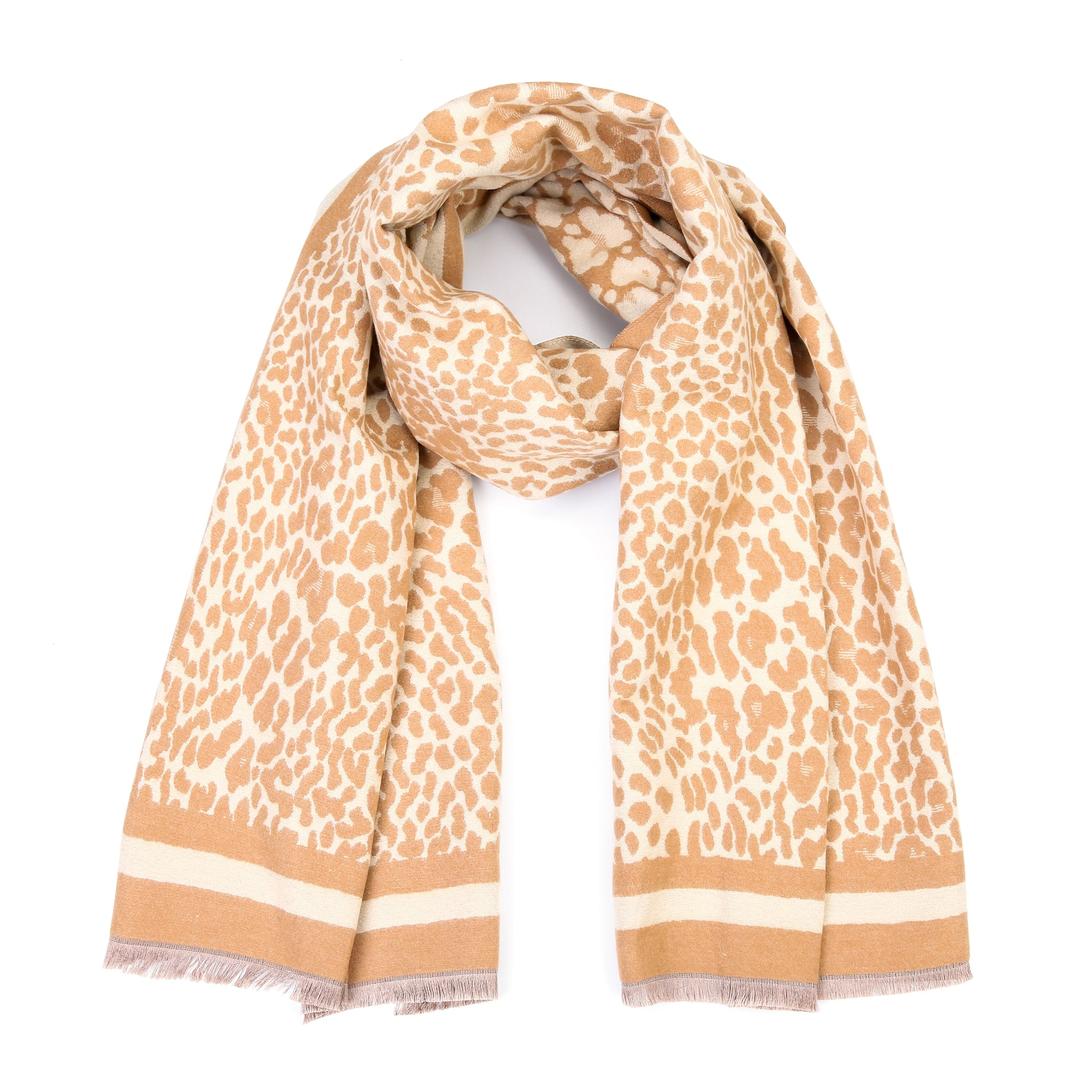 Luxe leopard sjaal - Camel
