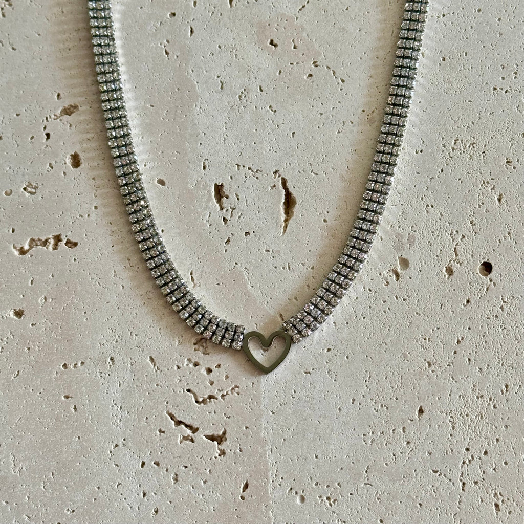 Zirkonia hartje ketting