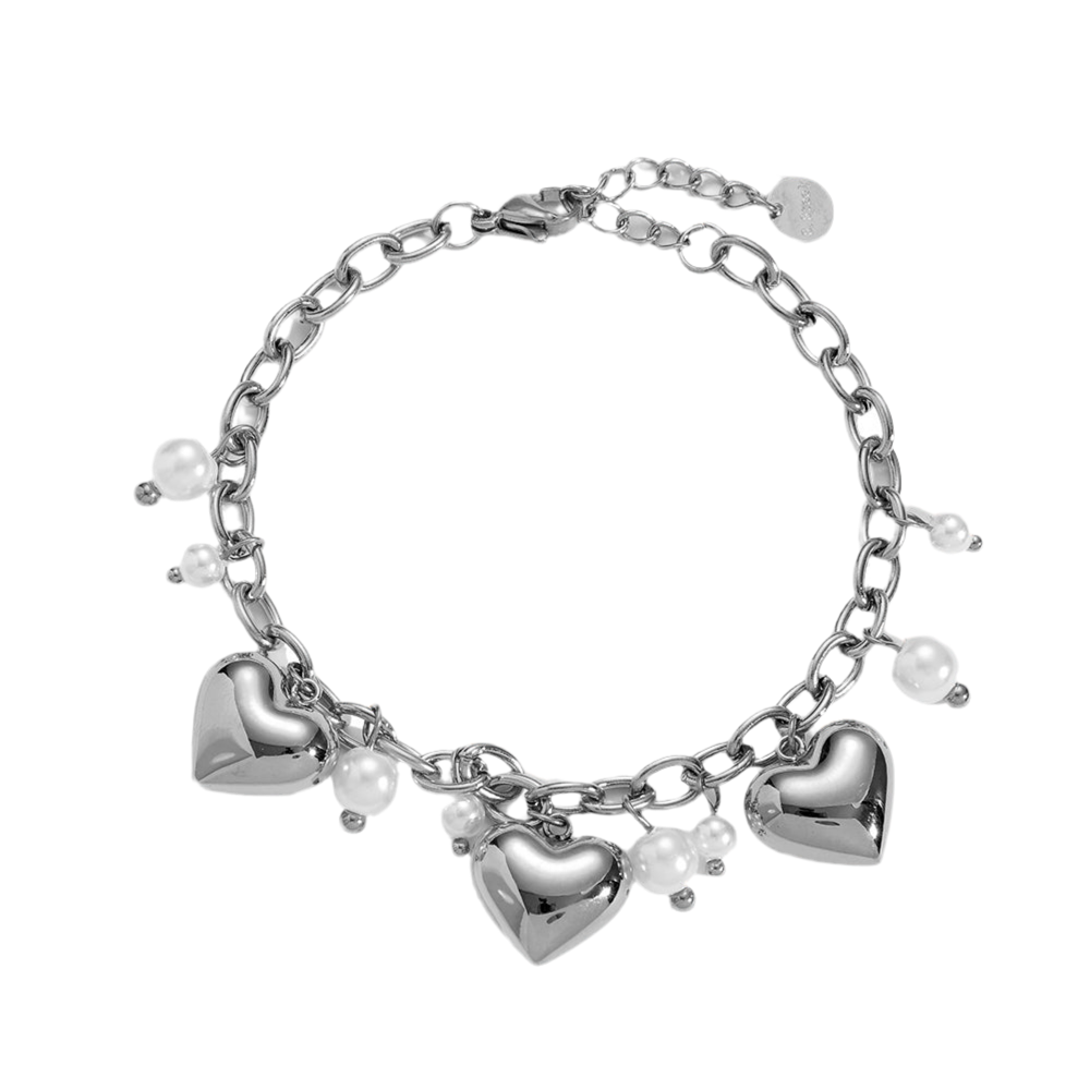 Heart & pearl armband