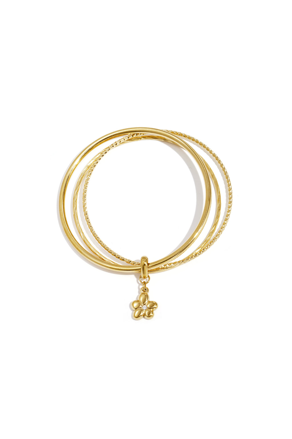 Elegant Gold Color Stainless Steel Bangle with Rhinestones