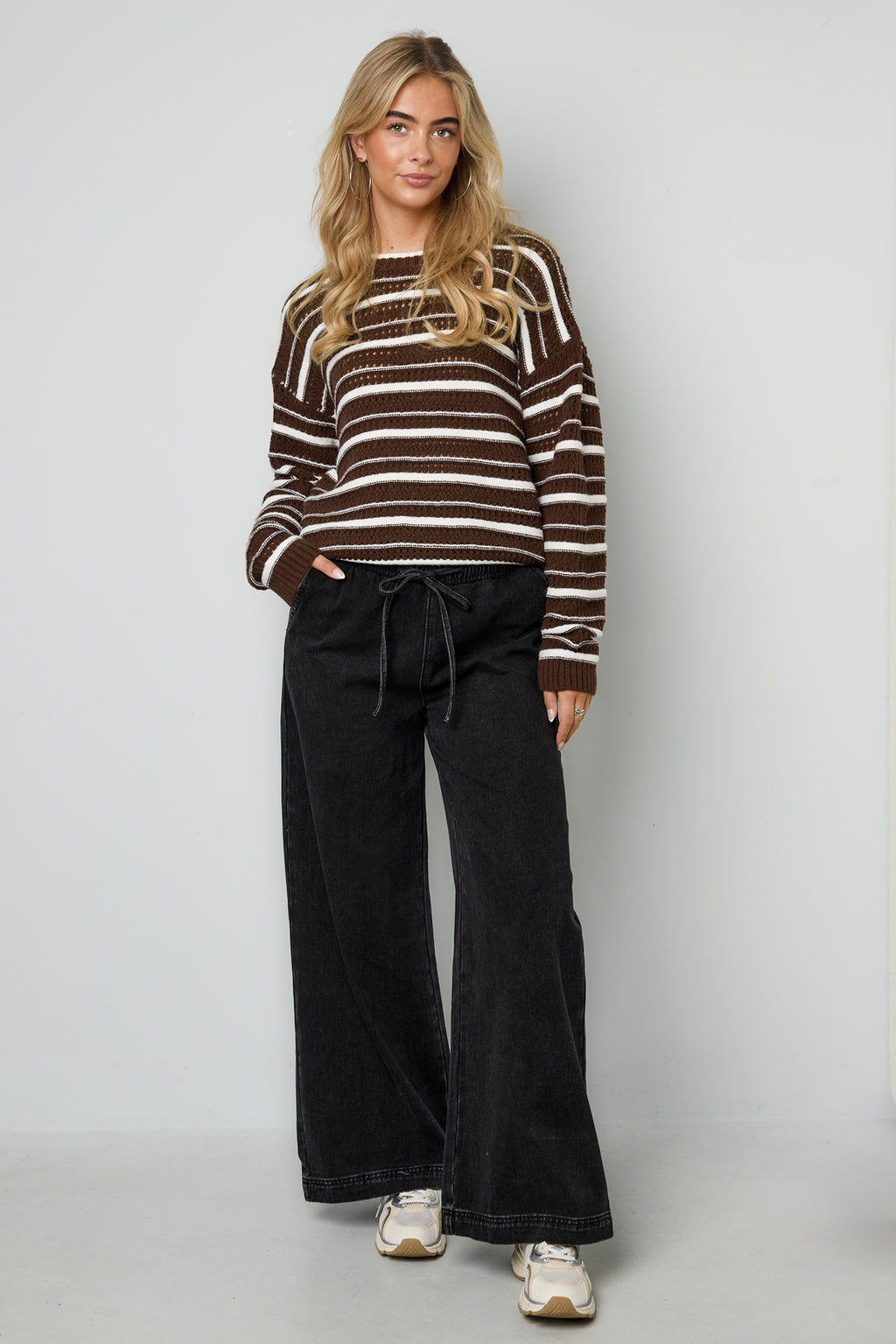 Chic Striped Knit Sweater for Cozy Fall Vibes