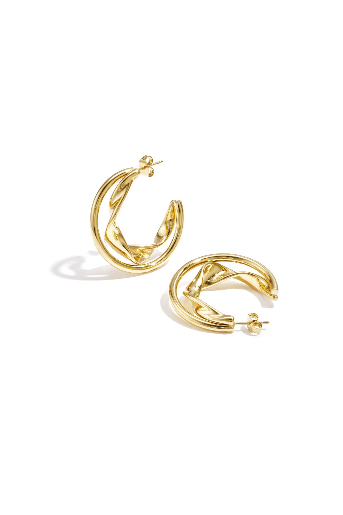 Stylish Stainless Steel Hoop Earrings - Silver & Gold