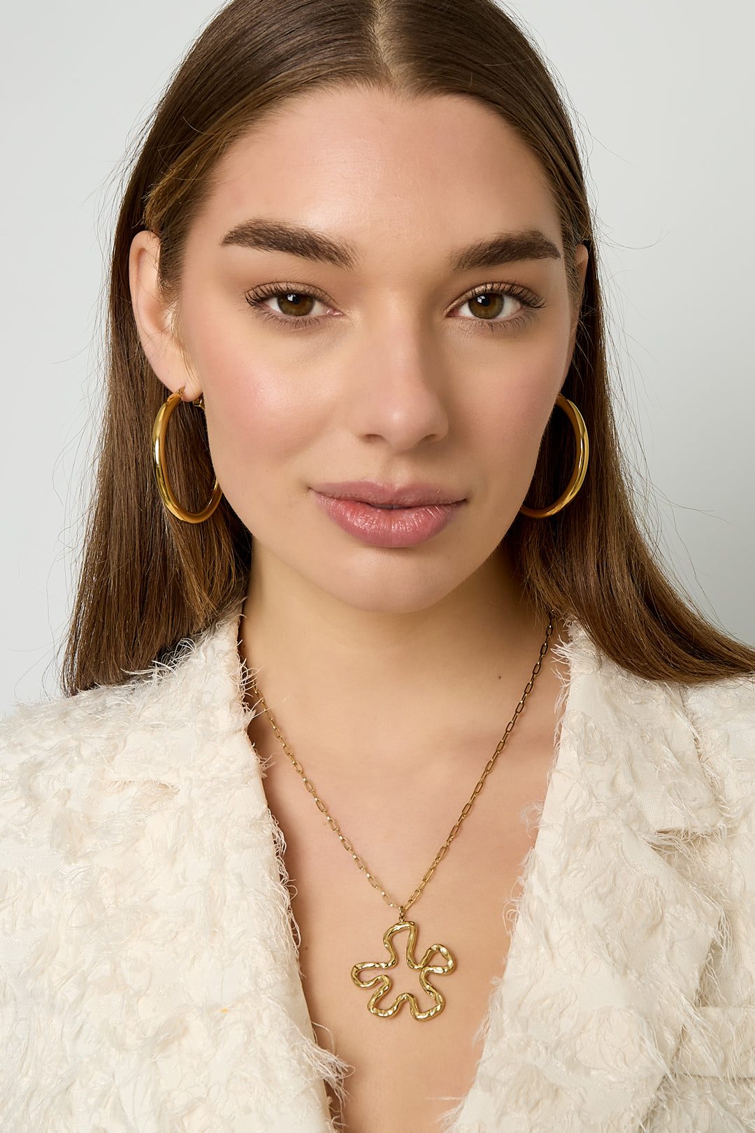 Elegant Stainless Steel Coral Pendant Necklace
