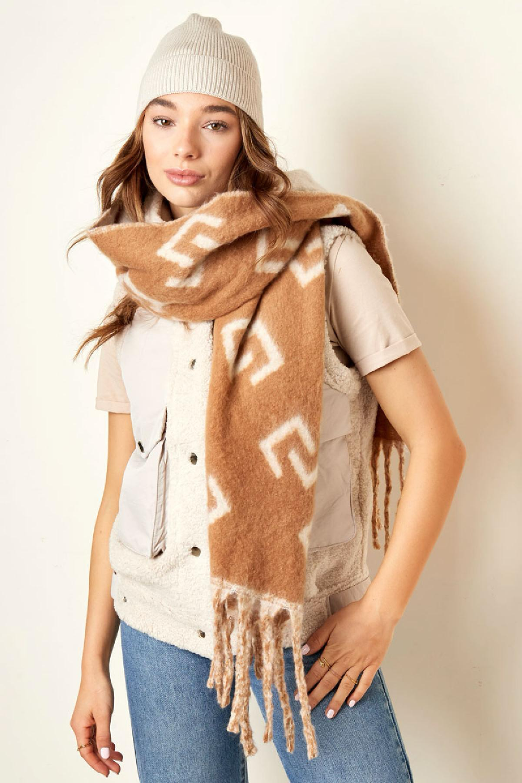 Vierkante Patronen Wintersjaal