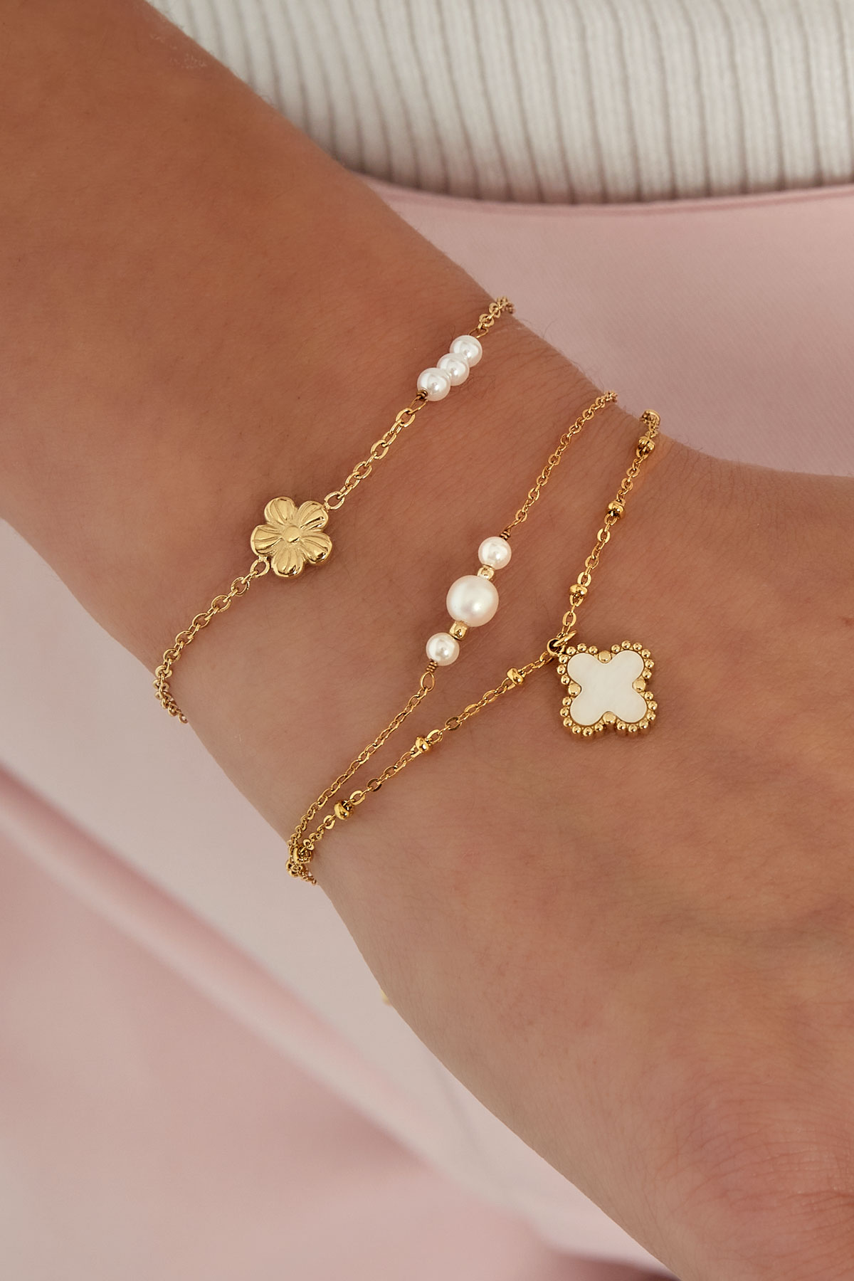 Clover pearl armband