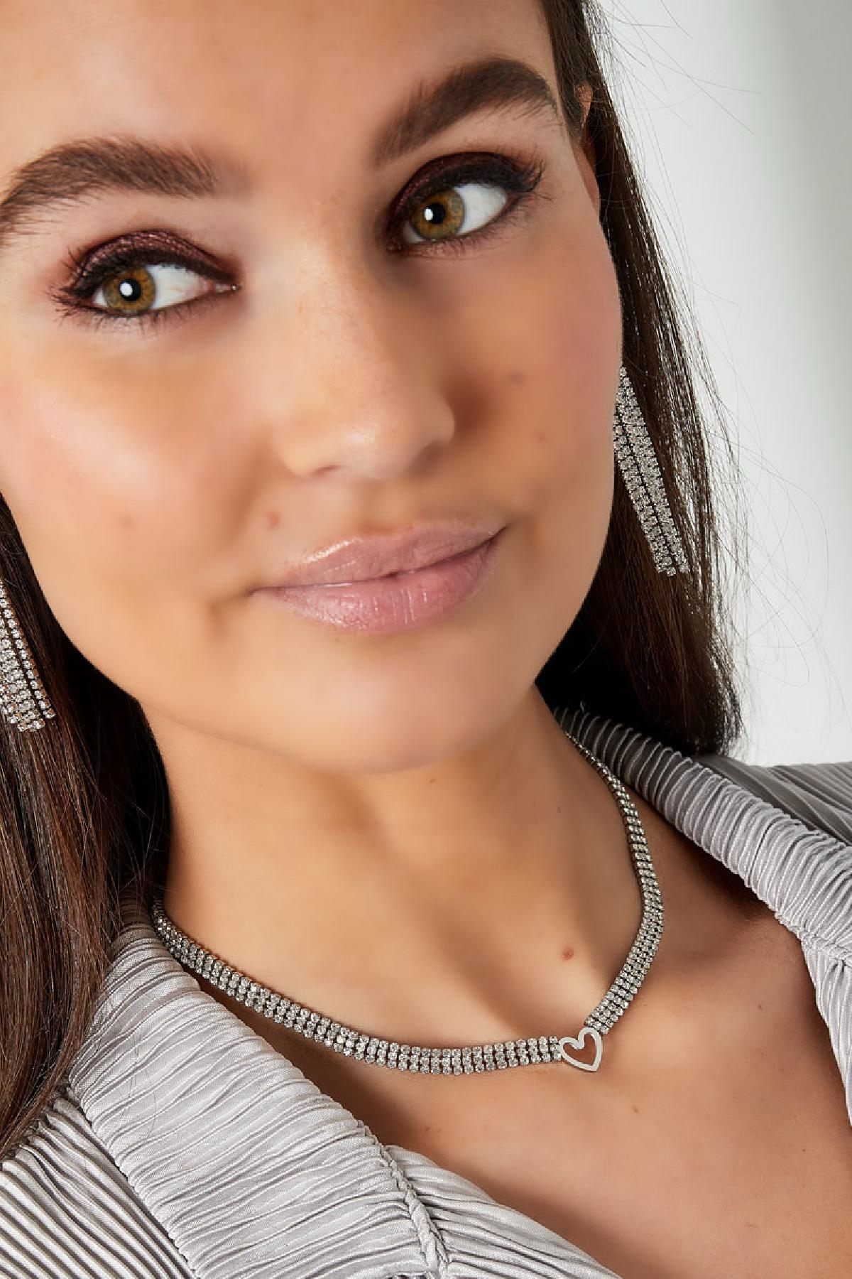 Zirkonia hartje ketting